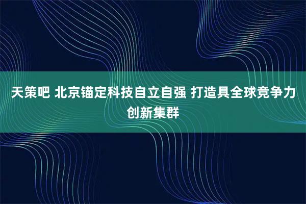 天策吧 北京锚定科技自立自强 打造具全球竞争力创新集群